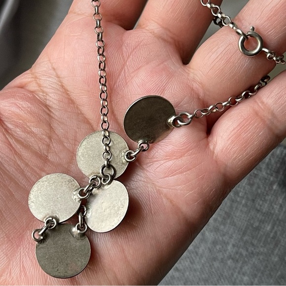 Vtg Five Pendant Charms Enamel Dutch Holland Windmill Silver Tone 16" Necklace - Picture 4 of 12